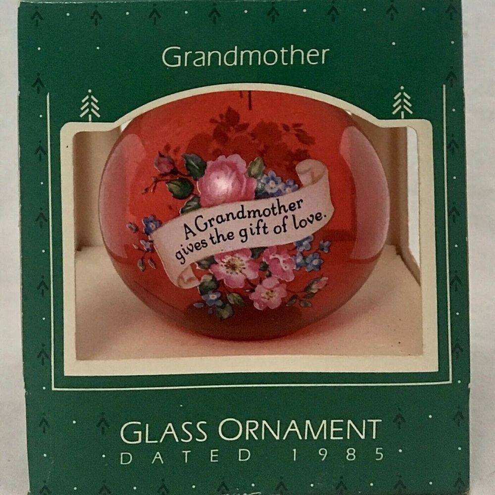 Grandmother Christmas Glass Ornament Hallmark Vintage Red 1985 (BUNDLE & SAVE!)
